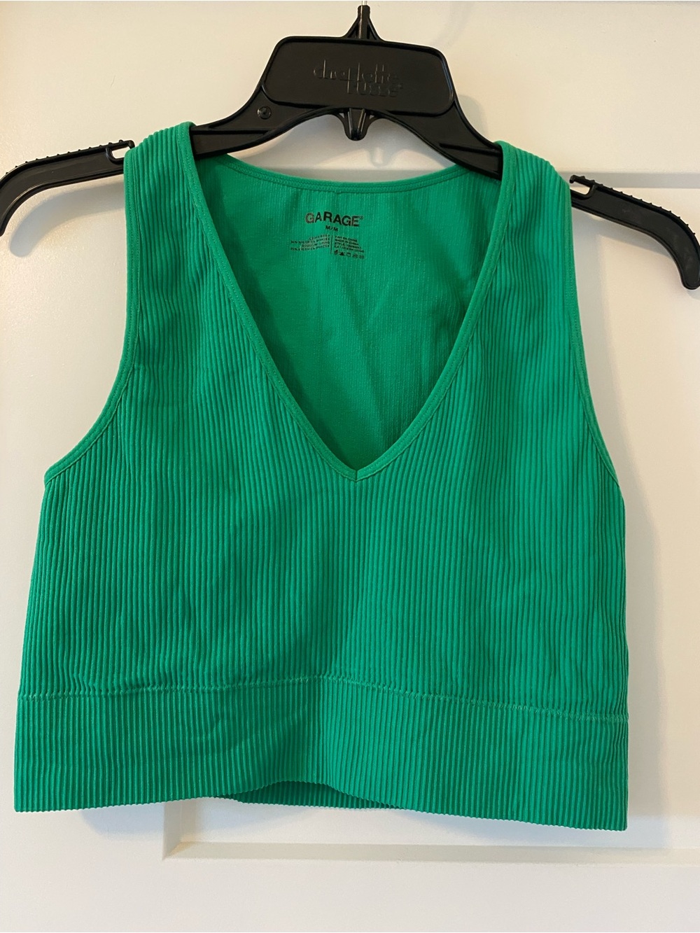 Garage Green Cropped V Neck Tank